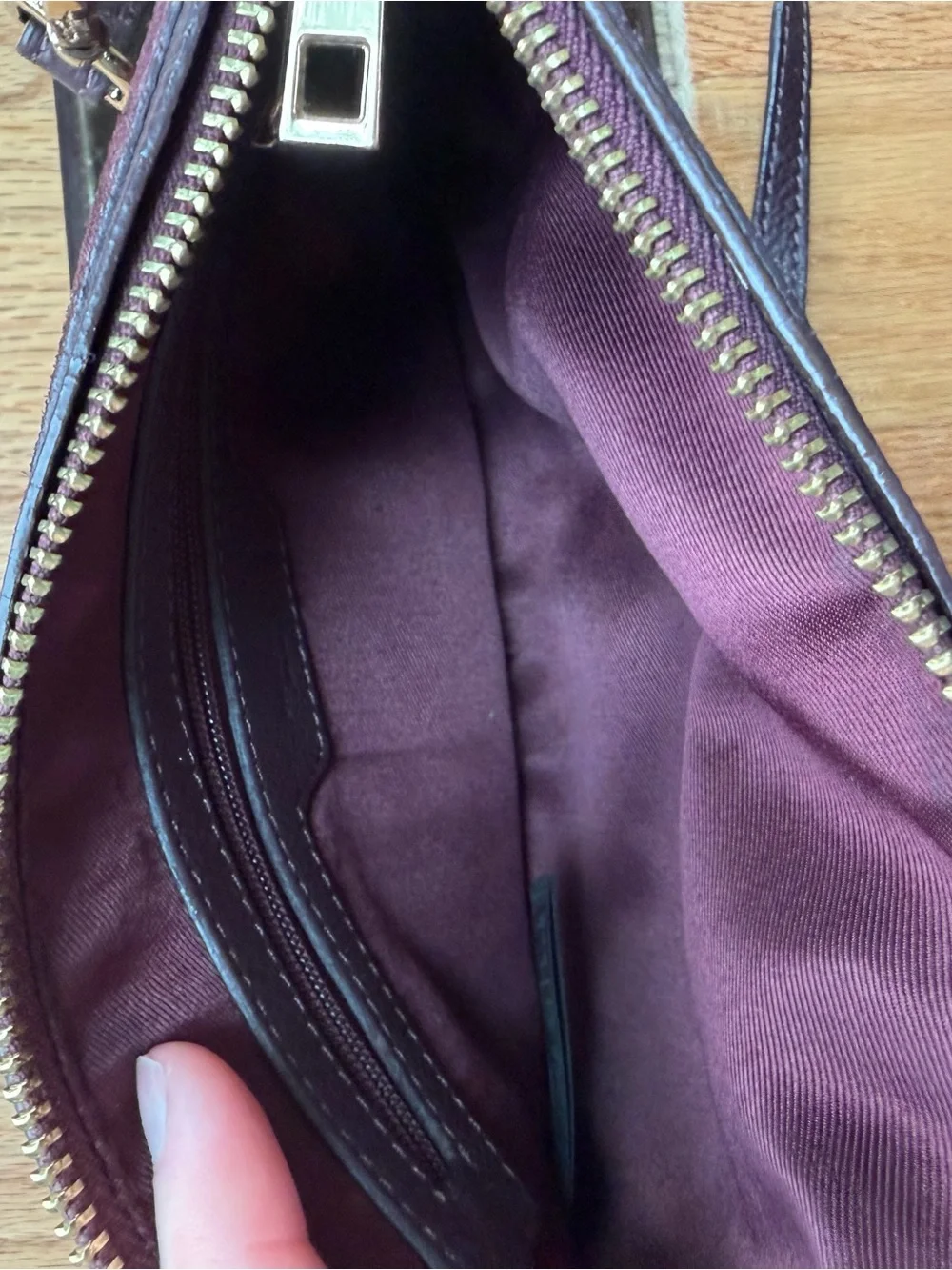 Accessorize Burgundy Genuine Leather Suede Crossbody Shoulder Bag